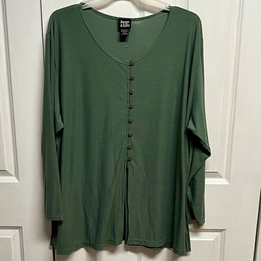 Jacque & Koko Deep Green Button-Down Top Size 26 / 28